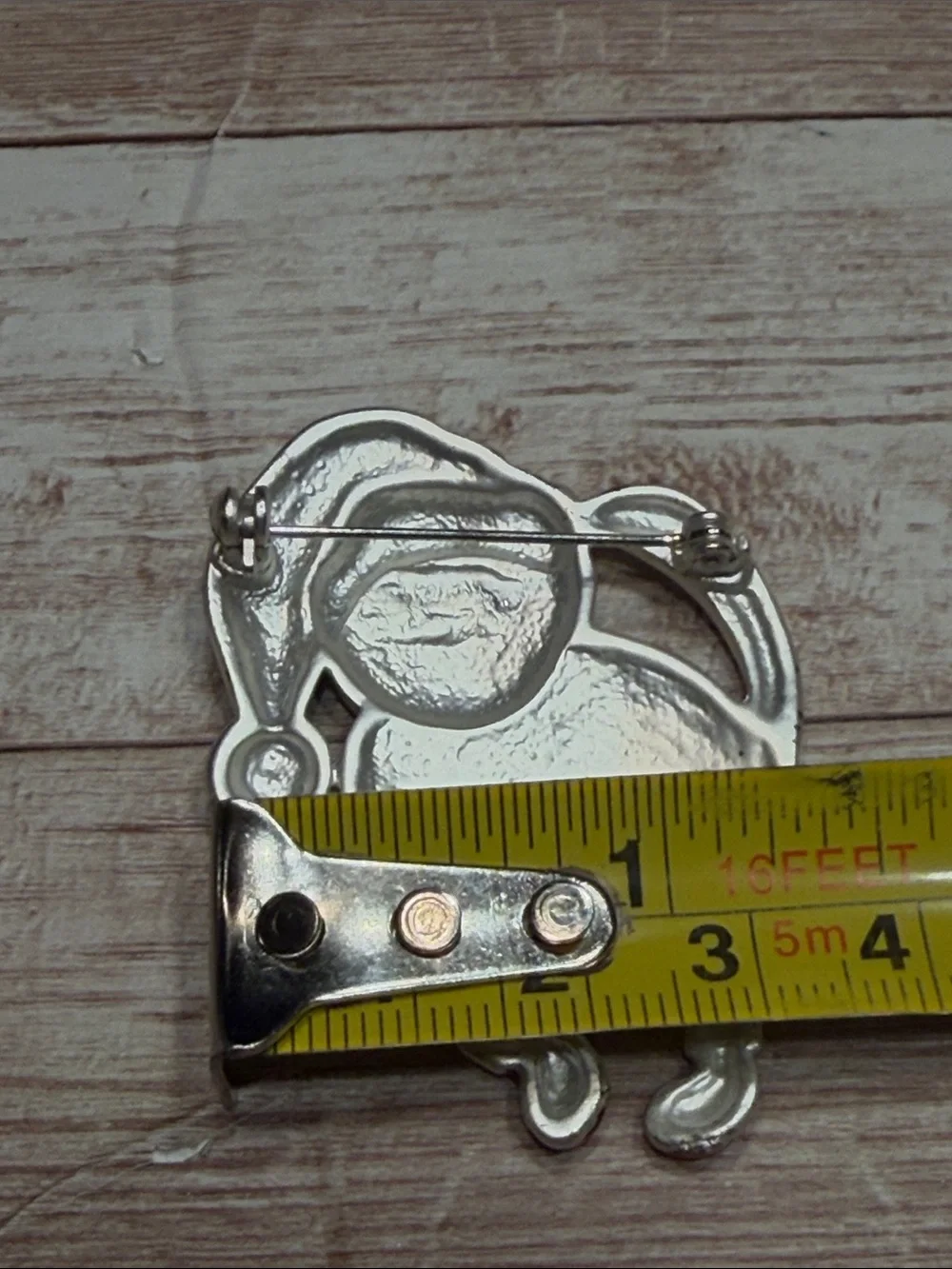 Holiday Cat Brooch Pin with Red Glitter Santa Hat - Unbranded